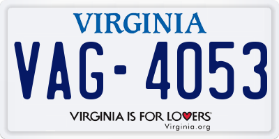 VA license plate VAG4053