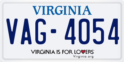 VA license plate VAG4054