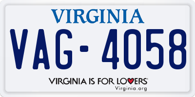 VA license plate VAG4058