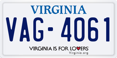 VA license plate VAG4061
