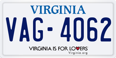 VA license plate VAG4062