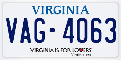 VA license plate VAG4063