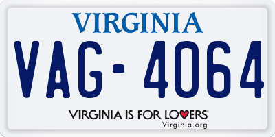 VA license plate VAG4064