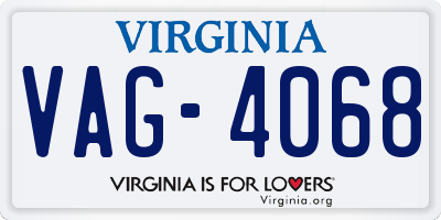 VA license plate VAG4068