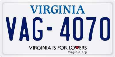 VA license plate VAG4070