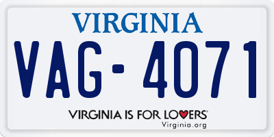 VA license plate VAG4071