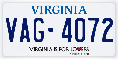 VA license plate VAG4072