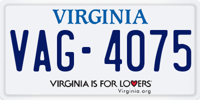 VA license plate VAG4075