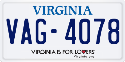 VA license plate VAG4078