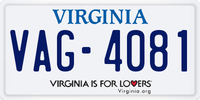 VA license plate VAG4081