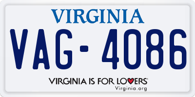 VA license plate VAG4086