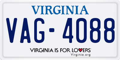 VA license plate VAG4088