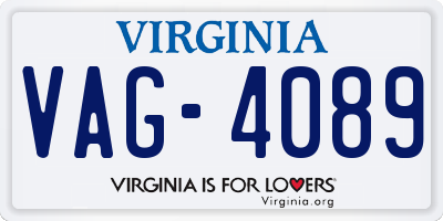 VA license plate VAG4089