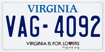 VA license plate VAG4092