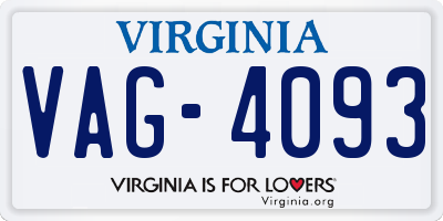 VA license plate VAG4093