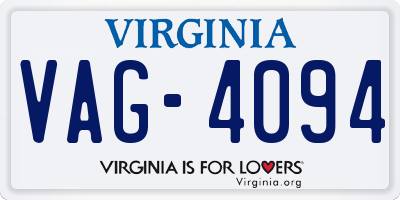 VA license plate VAG4094