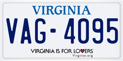 VA license plate VAG4095