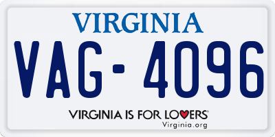 VA license plate VAG4096