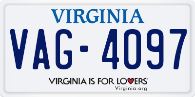 VA license plate VAG4097