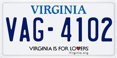 VA license plate VAG4102