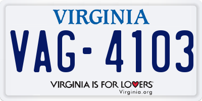 VA license plate VAG4103