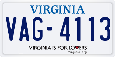 VA license plate VAG4113