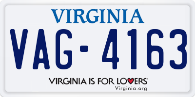VA license plate VAG4163