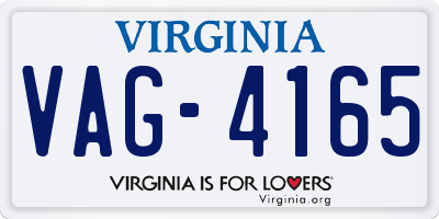 VA license plate VAG4165