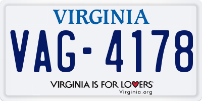 VA license plate VAG4178