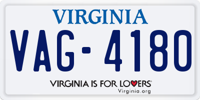 VA license plate VAG4180