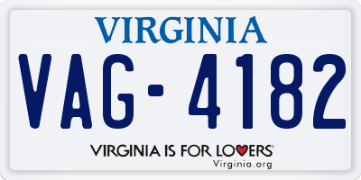 VA license plate VAG4182