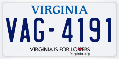 VA license plate VAG4191