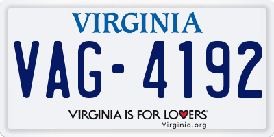 VA license plate VAG4192