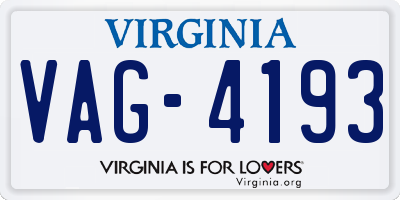 VA license plate VAG4193