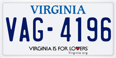 VA license plate VAG4196