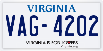 VA license plate VAG4202