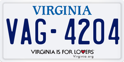 VA license plate VAG4204