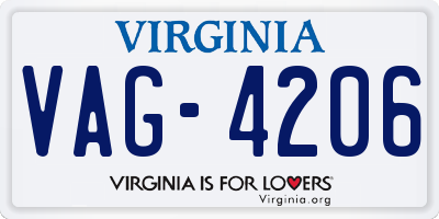 VA license plate VAG4206