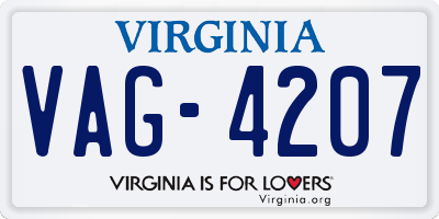 VA license plate VAG4207