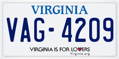 VA license plate VAG4209