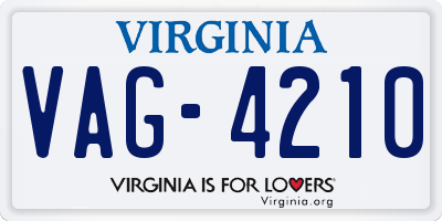 VA license plate VAG4210