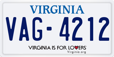VA license plate VAG4212