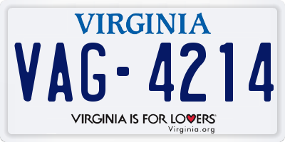 VA license plate VAG4214