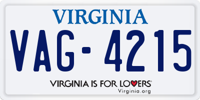 VA license plate VAG4215