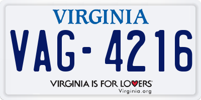 VA license plate VAG4216