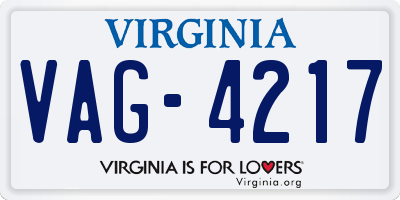 VA license plate VAG4217