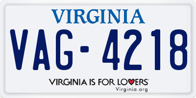 VA license plate VAG4218