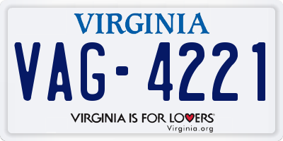 VA license plate VAG4221