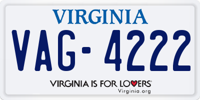 VA license plate VAG4222