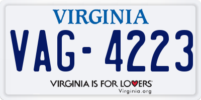 VA license plate VAG4223